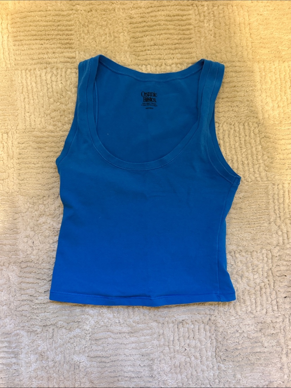 Organic Basics AZURE BLUE Cotton flex tank, size XS